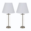 Sunnydaze Glass Cylinder Table Lamp Set of 2 with Shade - 27.75" H - Plug-In Electric