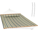 Sunnydaze 2-Person Fabric Spreader Bar Hammock and Pillow with Modern Pattern