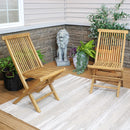 Sunnydaze Hyannis Teak Outdoor Folding Patio Chair with Slat Back