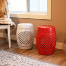 Sunnydaze Marrakesh Lattice Ceramic Garden Stool Side Table - 17.75"