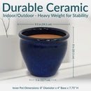 Sunnydaze Glazed Ceramic Planter with Drainage Holes - Set of 2