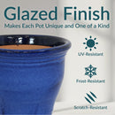 Sunnydaze Round Glazed Ceramic Planter with Drainage