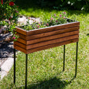 Sunnydaze Slatted Acacia Wood Raised Garden Bed with Legs with Oil-Stained Finish