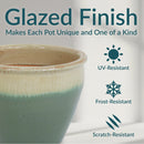 Sunnydaze Round Glazed Ceramic Planter with Drainage