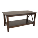 Sunnydaze Dark Wood Coffee Table with Storage Shelf - Dark Brown - 43.5 in