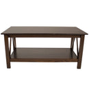 Sunnydaze Dark Wood Coffee Table with Storage Shelf - Dark Brown - 43.5 in