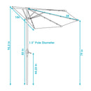 Sunnydaze 9' Solar Outdoor Half Patio Umbrella with LED Lights