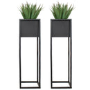 Sunnydaze Modern Simplicity Metal Planter Boxes with Legs - Set of 2