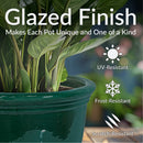 Sunnydaze Round Glazed Ceramic Planter with Drainage