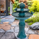 Sunnydaze 2-Tier Ceramic Outdoor Water Fountain 27" - Resting Birds