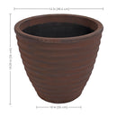 Sunnydaze Polyresin Ribbed Outdoor Plant Pot - Rust