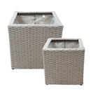 Sunnydaze Polyrattan Square Indoor Planters - 1 Large/1 Small Planter