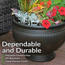 Sunnydaze Elizabeth Ribbed Outdoor Garden Planter Urn - Rust - 15"