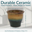 Sunnydaze Glazed Ceramic Planter with Drainage Holes - Set of 2