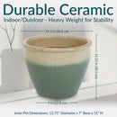 Sunnydaze Round Glazed Ceramic Planter with Drainage