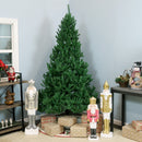 unlit artificial christmas tree with hinged branches