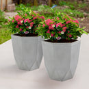 Sunnydaze Modern Faceted Polyresin Planter - Light Gray - 14.75"