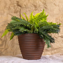 Sunnydaze Polyresin Ribbed Outdoor Plant Pot - Rust