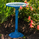 Sunnydaze Art Deco Sunburst Metal Bird Bath - Blue Patina - 14"