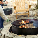 Sunnydaze 36" Metal Campfire Ring with Rotating Detachable Cooking Grate - Steel