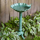 Sunnydaze Autumnal Leaf Metal Bird Bath - Green Patina - 11.75"