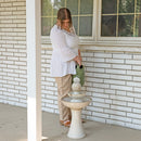 Sunnydaze Gentle Glow 2-Tier Ceramic Outdoor Fountain with LED Lights