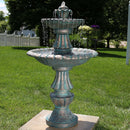 Sunnydaze Nouveau 2-Tier Outdoor Water Fountain  - 41" H - Green