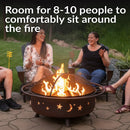 Sunnydaze 42" Large Cosmic Fire Pit with Moon and Stars Design