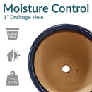 Sunnydaze Glazed Ceramic Planter with Drainage Holes - Set of 2