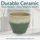 Sunnydaze Glazed Ceramic Planter with Drainage Holes - Set of 2