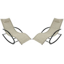Sunnydaze Rocking Wave Lounger with Pillow - Beige - Set of 2