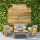 Sunnydaze 4-Piece Wood Patio Conversation Set – Wood Lounge Furniture