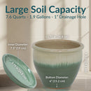 Sunnydaze Glazed Ceramic Planters with Saucers - Set of 2