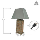 Sunnydaze 24" Outdoor Table Lamp - Gray Cotton Lampshade - Natural Slate