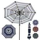Sunnydaze Solar LED Lighted 9-Foot Aluminum Umbrella with Tilt & Crank