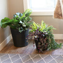 set of 2 black round polyrattan indoor planter