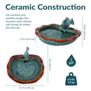 Sunnydaze Glazed Ceramic Fish Outdoor Water Fountain - 7"