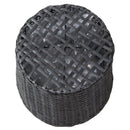 bottom of black round polyrattan indoor planter