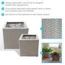 Sunnydaze Polyrattan Square Indoor Planters - 1 Large/1 Small Planter