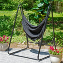 Sunnydaze Patio Hammock Chair with Stand for Outside - Steel A-Frame - Black