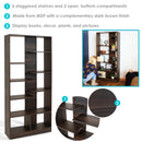 Sunnydaze Rosalee 9-Tier Open-Back Bookshelf with Staggered Shelves