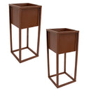 Sunnydaze Modern Simplicity Metal Planter Boxes with Legs - Set of 2