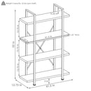 Sunnydaze 4-Tier Industrial Style Open Bookshelf - Oak Gray