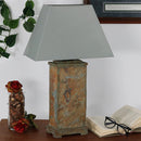 Sunnydaze 24" Outdoor Table Lamp - Gray Cotton Lampshade - Natural Slate