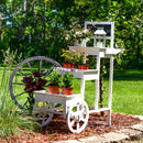 Sunnydaze 3-Tiered Flower Cart Display Stand with Wheels - White