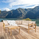 Sunnydaze 4-Piece Wood Patio Furniture Set – L-Shaped Outdoor Sofa Set
