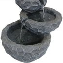 Sunnydaze 3-Tier Chiseled Basin Solar Powered Fountain for Garden, Patio, Yard or Balcony - Polyresin