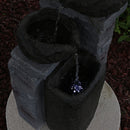 Sunnydaze Cascading Stone Bowls Solar-Powered Fountain with Battery Backup - 30"