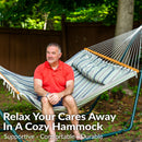 Sunnydaze 2-Person Quilted Fabric Double Hammock with Pillow
