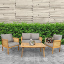 Sunnydaze 4-Piece Wood Patio Conversation Set – Wood Lounge Furniture